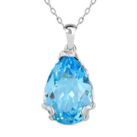 Blue Topaz Pendant Necklace, Sterling Silver Necklace, 18 Inches Necklace 7.00 ctw