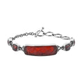 Sajen Silver Carnelian, Mozambique Garnet Toggle Clasp Bracelet in Sterling Silver (7.00 In) 29.00 ctw - Sticky add to cart bar