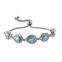 Sleeping Beauty Turquoise Bolo Bracelet in Stainless Steel 2.10 ctw