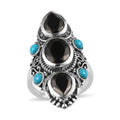 Artisan Crafted Elite Shungite and American Natural Sleeping Beauty Turquoise Ring in Sterling Silver 3.10 ctw - Sticky add to cart bar