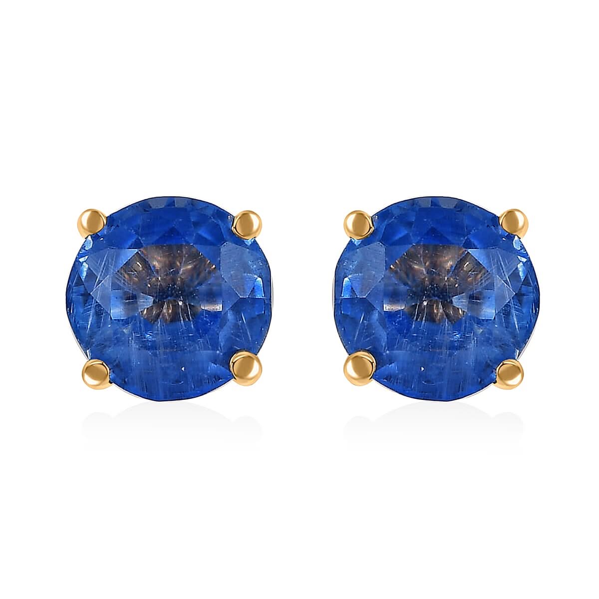 Luxoro 10K Yellow Gold Premium Kashmir Kyanite Solitaire Stud Earrings 2.00 ctw