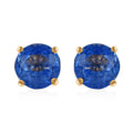 Luxoro 10K Yellow Gold Premium Kashmir Kyanite Solitaire Stud Earrings 2.00 ctw - Sticky add to cart bar