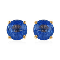 Luxoro 10K Yellow Gold Premium Kashmir Kyanite Solitaire Stud Earrings 2.00 ctw