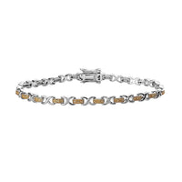 Natural Yellow Diamond Infinity Bracelet in Rhodium and Platinum Over Sterling Silver (7.25 In) 0.25 ctw