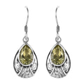 Artisan Crafted Ouro Verde Quartz Dangle Earrings in Sterling Silver 3.60 ctw - Sticky add to cart bar
