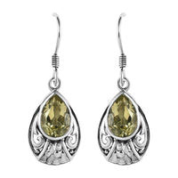Artisan Crafted Ouro Verde Quartz Dangle Earrings in Sterling Silver 3.60 ctw