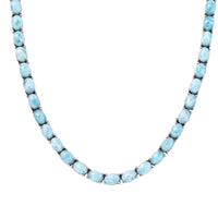 Larimar and Thai Black Spinel Tennis Necklace 18 Inches with Turtle Lock in Platinum Over Sterling Silver 25 Grams 58.25 ctw