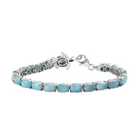 Larimar and Natural Thai Black Spinel Tennis Bracelet in Platinum Over Sterling Silver (6.50 In) 9.75 Grams 17.00 ctw