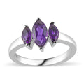 Amethyst 3 Stone Ring in Stainless Steel 1.25 ctw - Sticky add to cart bar