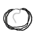 Thai Black Spinel Beaded Multi Strand Bracelet in Sterling Silver (7.25-9.25In) 30.00 ctw - Sticky add to cart bar