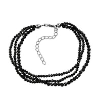 Thai Black Spinel Beaded Multi Strand Bracelet in Sterling Silver (7.25-9.25In) 30.00 ctw