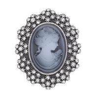 White Austrian Crystal, Chroma Brooch in Stainless Steel