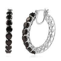 Elite Shungite Hoop Earrings in Platinum Over Sterling Silver 5.25 ctw