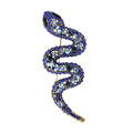 Black and Blue Glass, Blue Magic Austrian Crystal Snake Brooch in Goldtone - Sticky add to cart bar