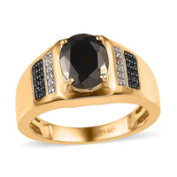 Elite Shungite and Multi Gemstone Men's Ring in Vermeil Yellow Gold Over Sterling Silver 1.90 ctw