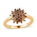 Orange Diamond Cluster Ring in Vermeil Yellow Gold Over Sterling Silver 0.50 ctw - Sticky add to cart bar