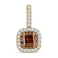 Luxoro 10K Yellow Gold Princess Cut Orange Diamond and White Diamond Double Halo Pendant 0.50 ctw - Sticky add to cart bar