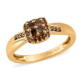 Princess Cut Orange Diamond (IR) Halo Ring in Vermeil YG Over Sterling Silver (Size 10.0) 0.33 ctw - Sticky add to cart bar