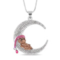 Multi Color Austrian Crystal Teddy Bear Pendant Necklace (29-31 Inches) in Silvertone 30.00 ctw - Sticky add to cart bar