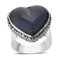 Sajen Silver Rainbow Obsidian Heart Ring in Sterling Silver (Size 10.0) 11.75 ctw - Sticky add to cart bar