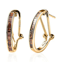 Orange Diamond Omega Clip Hoop Earrings in Vermeil Yellow Gold Over Sterling Silver 0.75 ctw