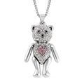 Multi Color Austrian Crystal Teddy Bear Pendant Necklace 29 Inches in Silvertone - Sticky add to cart bar