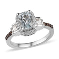 Premium Mangoro Aquamarine, Brown and White Zircon Ring in Platinum Over Sterling Silver 1.25 ctw - Sticky add to cart bar