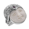 Sajen Silver Carved and Ilakaka Hot Pink Sapphire (FF) Ring in Sterling Silver (Size 10.0) 0.35 ctw - Sticky add to cart bar