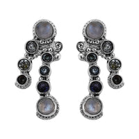 Sajen Silver Rainbow Moonstone and Multi Gemstone Earrings in Sterling Silver 6.70 ctw