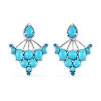 Sleeping Beauty Turquoise and Malgache Neon Apatite 2 Way Wearable Earrings in Platinum Over Sterling Silver 5.65 ctw