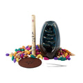 Blue Ceramic Backflow Incense Holder Incense Burner Waterfall with 60 Backflow Incense Cones, 30 Incense Stick, 1p Tweezer and Base (3.93"x3.93"x7.87") - Sticky add to cart bar
