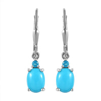 Sleeping Beauty Turquoise and Malgache Neon Apatite Dangling Earrings in Platinum Over Sterling Silver 2.75 ctw