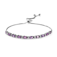 Madagascar Purple Sapphire and Moissanite Bolo Bracelet in Platinum Over Sterling Silver 3.50 ctw