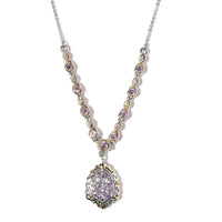 Madagascar Purple Sapphire and White Zircon Necklace 18 Inches in Vermeil Yellow Gold and Platinum Over Sterling Silver 1.35 ctw
