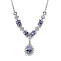 Peacock Tanzanite, White Zircon Necklace (18 Inches) in Platinum Over Sterling Silver 1.75 ctw - Sticky add to cart bar