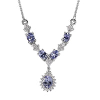 Peacock Tanzanite, White Zircon Necklace (18 Inches) in Platinum Over Sterling Silver 1.75 ctw