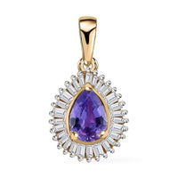 LUXORO 10K Rose Gold Premium Madagascar Purple Sapphire, Diamond (0.25 cts) (G-H, I3) Halo Pendant (Delivery in 3-5 Business Days) 1.15 ctw
