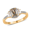 AAA Turkizite and Natural White Zircon Ring in Vermeil Yellow Gold Over Sterling Silver 1.35 ctw (Delivery in 5-7 Business Days) - Sticky add to cart bar