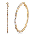 Simulated Diamond Hoop Earrings in Goldtone - Sticky add to cart bar