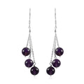 Amethyst 3 Stone Drop Earrings in Sterling Silver 28.00 ctw - Sticky add to cart bar