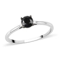 Black Diamond Solitaire Ring in Platinum Over Sterling Silver 1.00 ctw - Sticky add to cart bar
