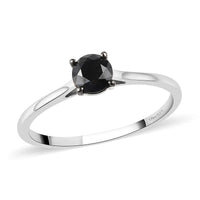 Black Diamond Solitaire Ring in Platinum Over Sterling Silver 1.00 ctw
