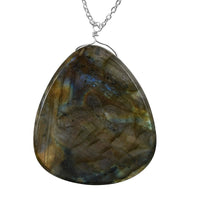 Malagasy Labradorite Pear Shape Necklace 20 Inches in Sterling Silver 69.50 ctw