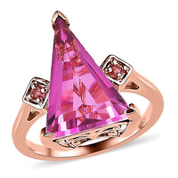 African Lilac Quartz (Triplet) and Morro Redondo Pink Tourmaline Ring in Vermeil Rose Gold Over Sterling Silver 5.85 ctw