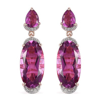African Lilac Quartz (Triplet) and White Zircon Dangling Earrings in Vermeil Rose Gold Over Sterling Silver 15.90 ctw