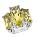 Ouro Verde Quartz 3 Stone Ring in Platinum Over Sterling Silver (Del. 5-7 Days) 19.90 ctw - Sticky add to cart bar