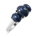 Thai Blue Star Sapphire 3 Stone Ring in Platinum Over Sterling Silver (Size 10.0) 5.75 ctw - Sticky add to cart bar