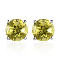 Ouro Verde Quartz Solitaire Stud Earrings in Platinum Over Sterling Silver 7.00 ctw