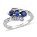 Kashmir Kyanite and Natural White Zircon Ring in Platinum Over Sterling Silver 1.35 ctw - Sticky add to cart bar