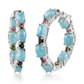 Premium Larimar and Multi-Tourmaline Earrings in Platinum Over Sterling Silver 7.15 ctw - Sticky add to cart bar